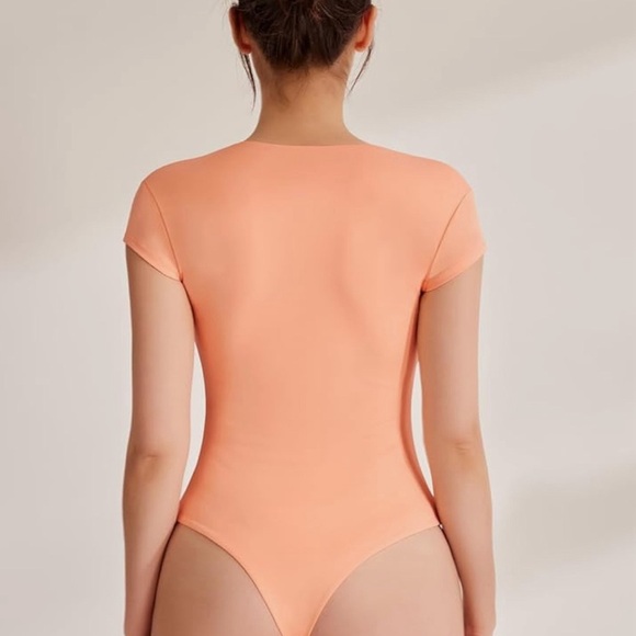 REORIA Black Scoop Neck Bodysuits For Women Fashion Cap Sleeve Double Lined 2XL - Picture 6 of 9